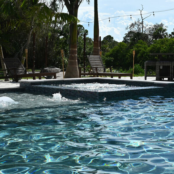 luxurious pool in backyard