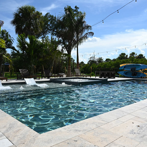 luxurious pool in backyard